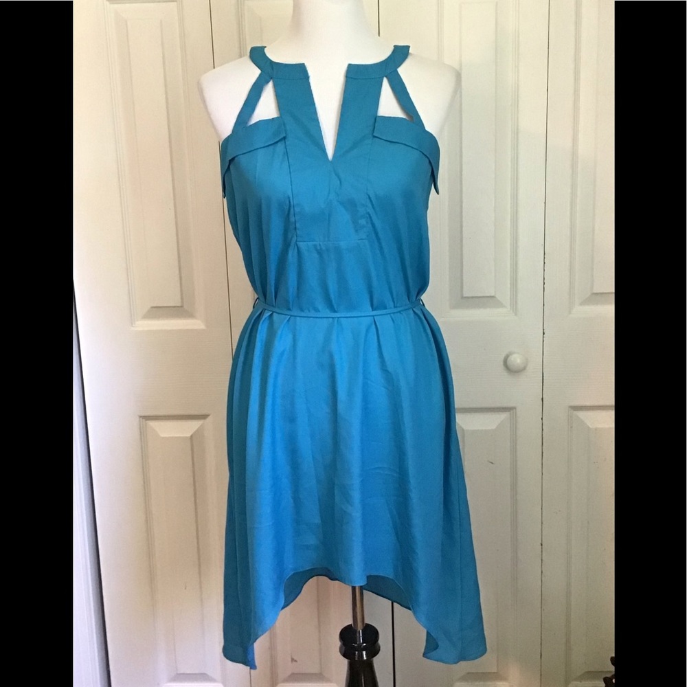 Wish Blue Halter Front Cutout Dress size Sm